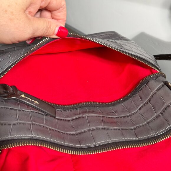 Dooney & Bourke Gray Croc-Embossed Leather Oakdale Crossbody Bag - Picture 14 of 15